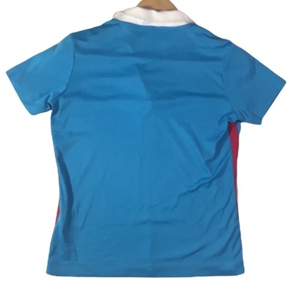 Nike Golf Dri-Fit Performance Short Sleeve Half Zip Blue‎ with Red Stripe Polo